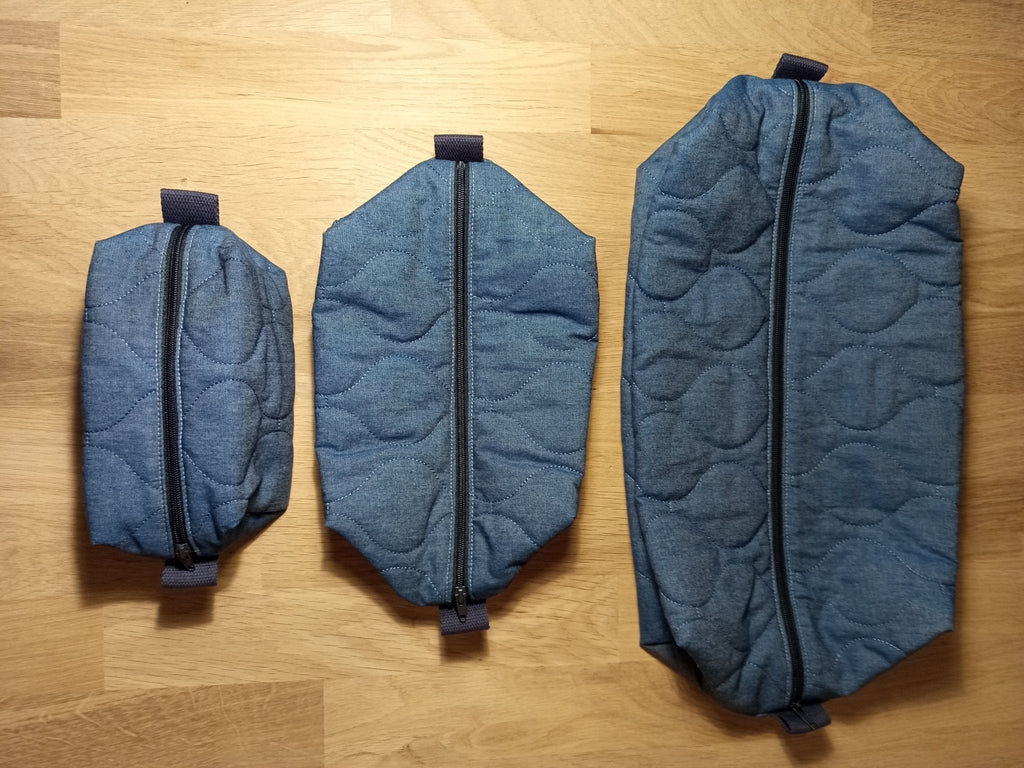 3 Cubes de rangement valise– Chambray matelassé - Atelier Safran & Lazuli