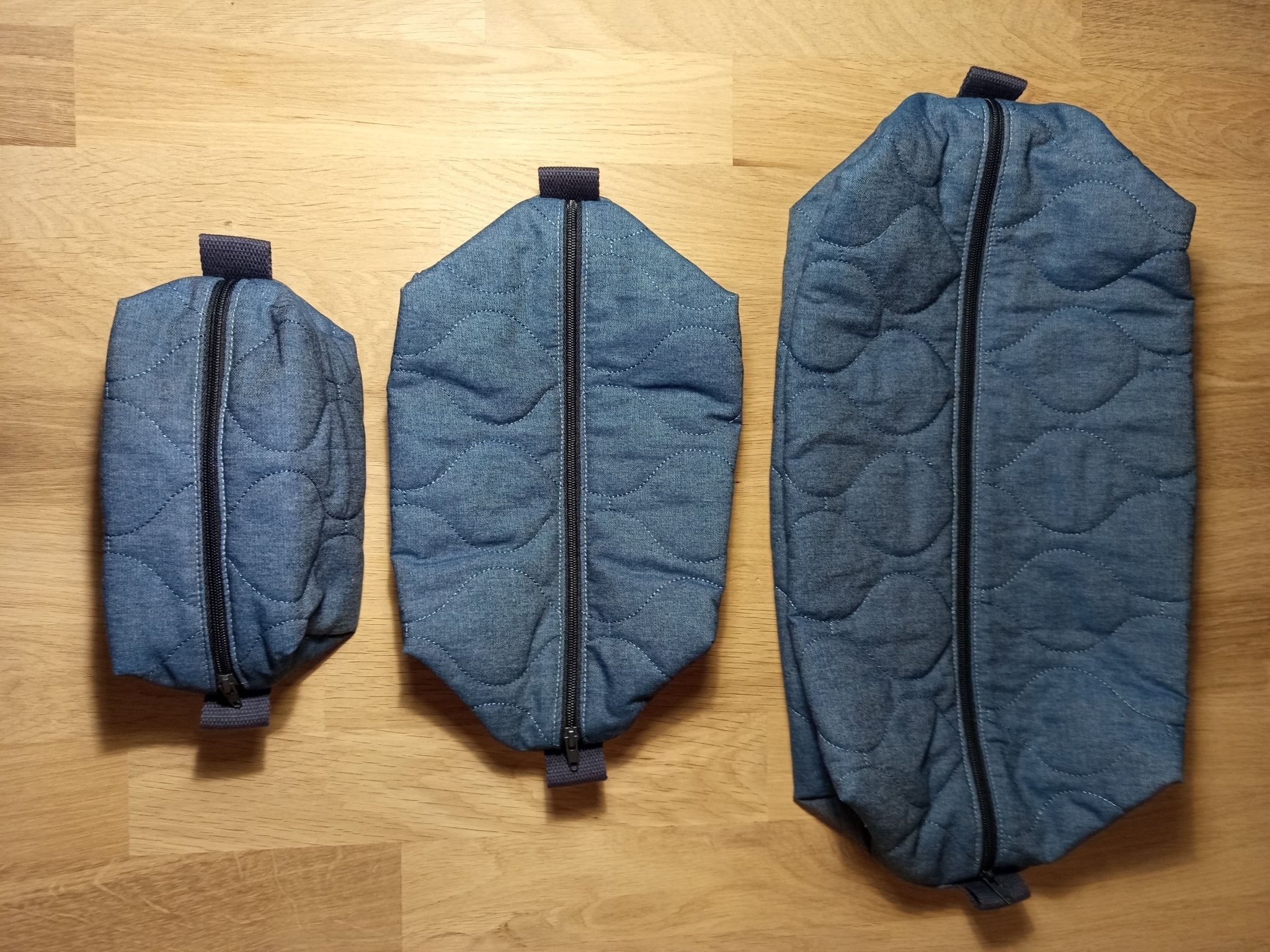 3 Cubes de rangement valise– Chambray matelassé - Atelier Safran & Lazuli