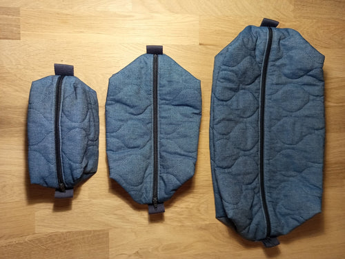 3 Cubes de rangement valise– Chambray matelassé - Atelier Safran & Lazuli