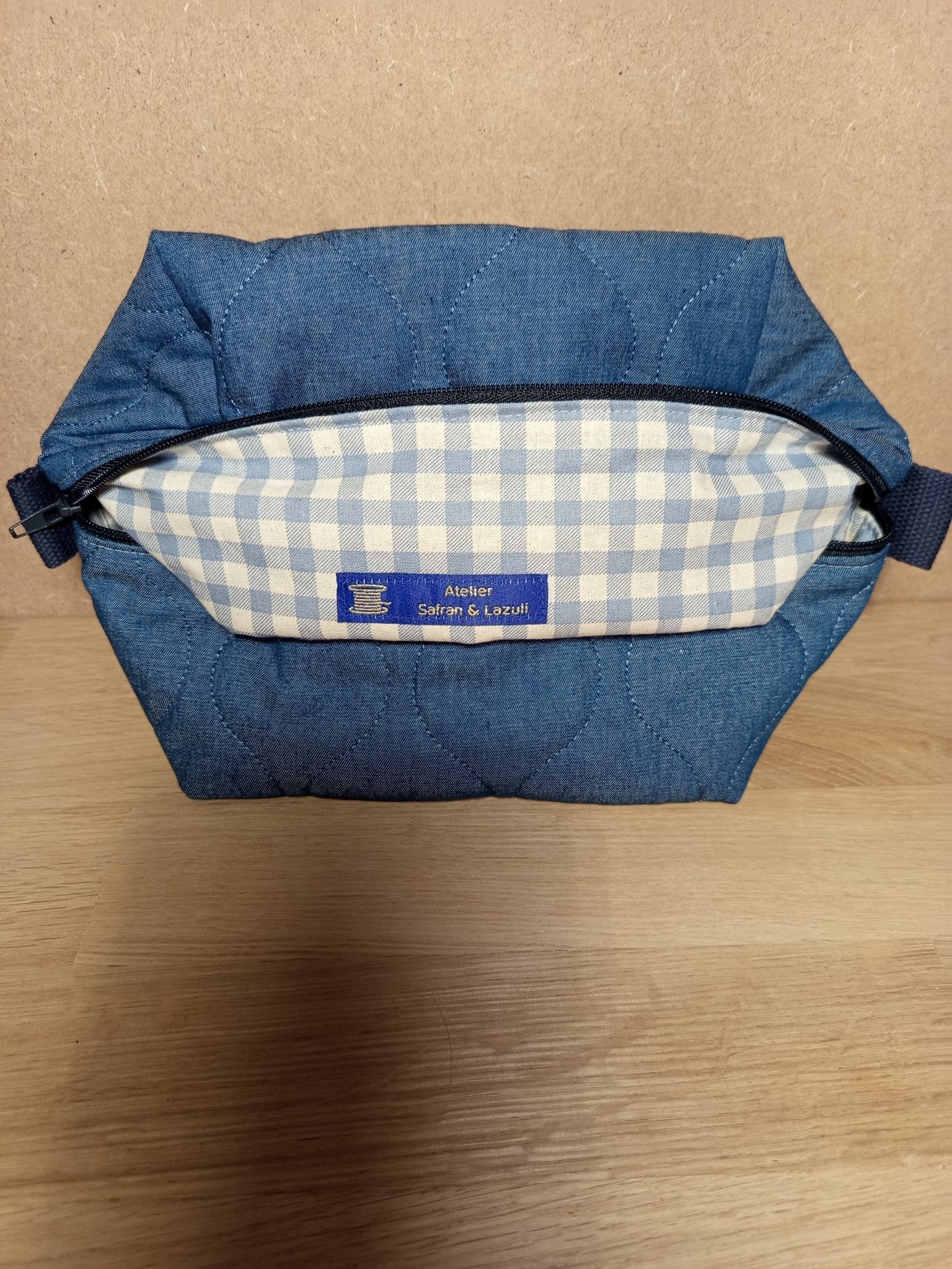 3 Cubes de rangement valise– Chambray matelassé - Atelier Safran & Lazuli