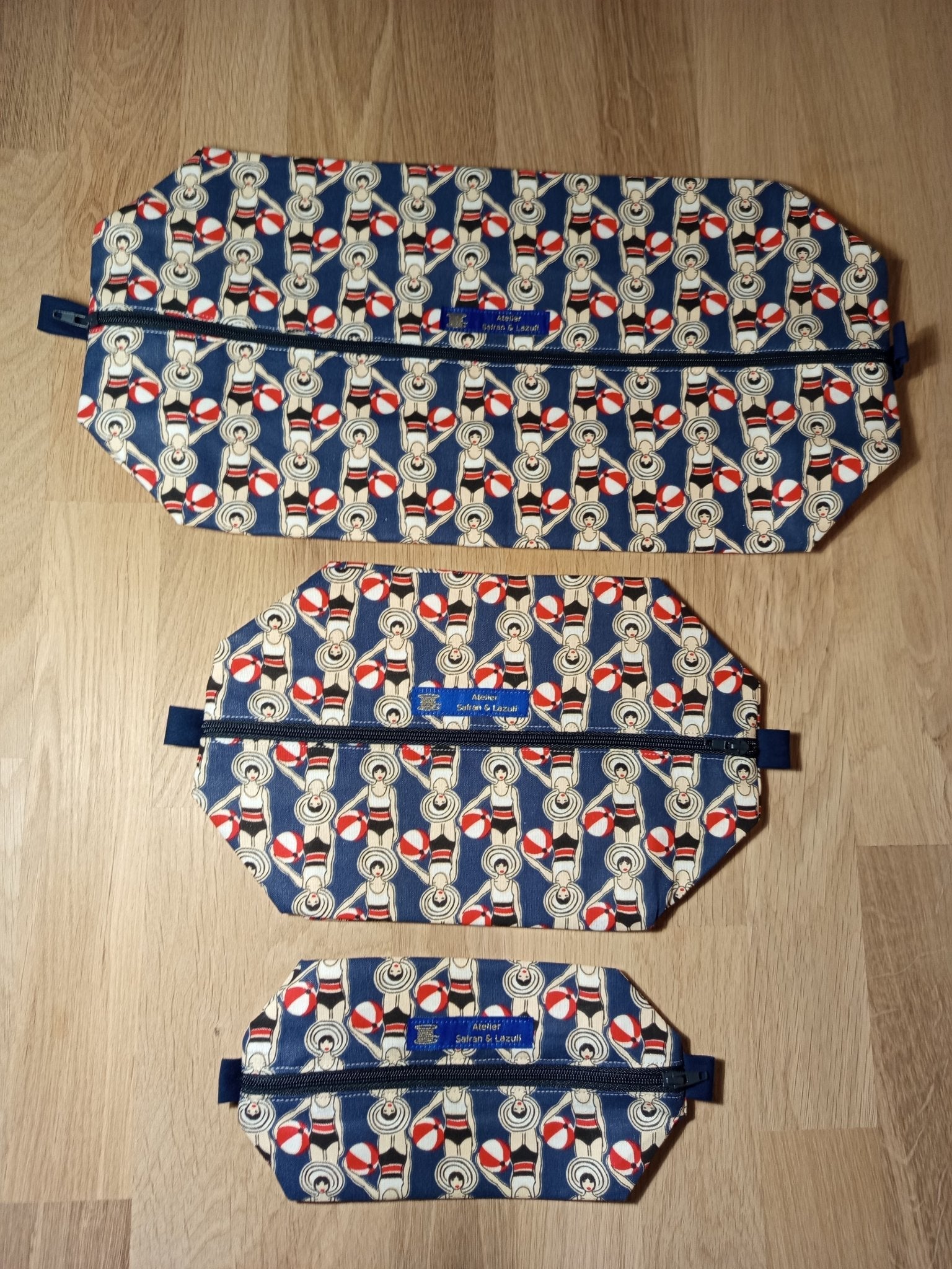 3 Cubes de rangement valise – Nageuses Art Déco - Atelier Safran & Lazuli