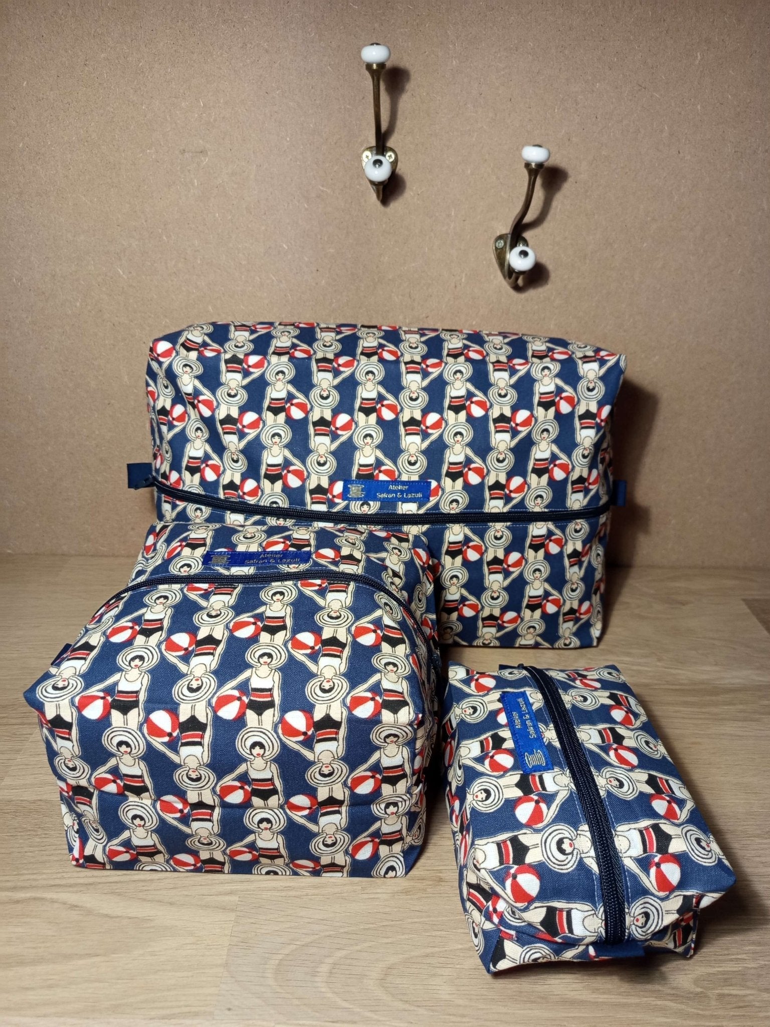 3 Cubes de rangement valise – Nageuses Art Déco - Atelier Safran & Lazuli
