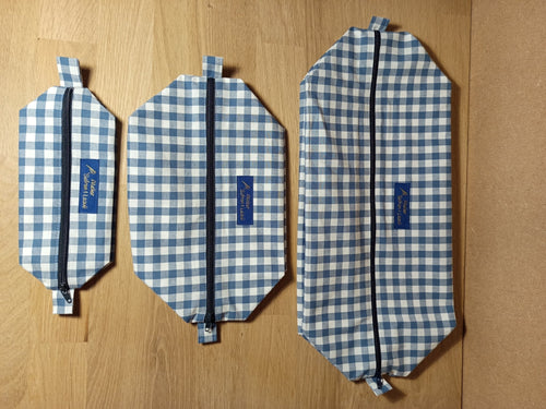 3 Cubes de rangement valise – Vichy bleu marine - Atelier Safran & Lazuli