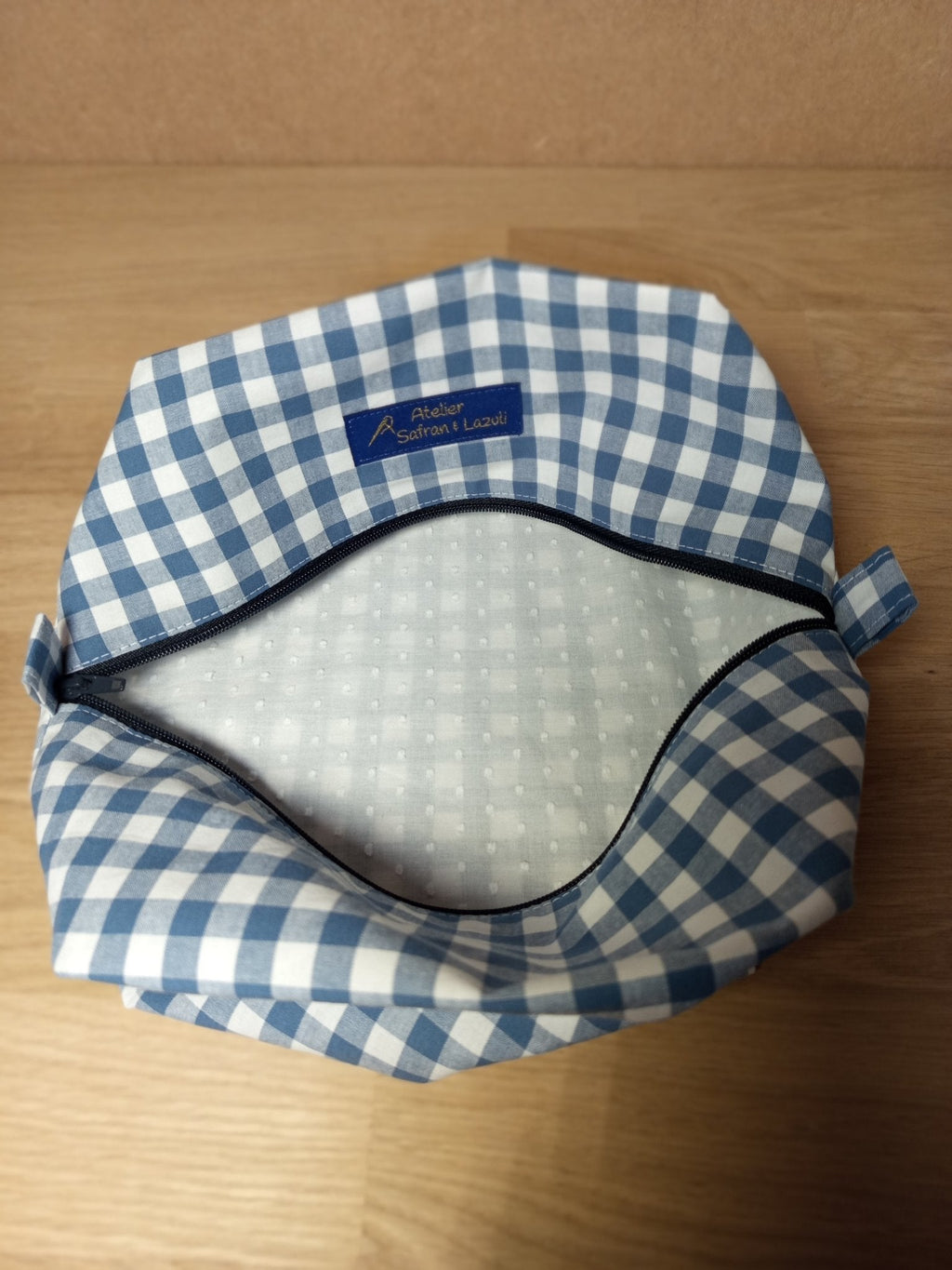 3 Cubes de rangement valise – Vichy bleu marine - Atelier Safran & Lazuli