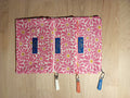 3 Grandes pochettes intuitives coton fleurs roses - Atelier Safran & Lazuli