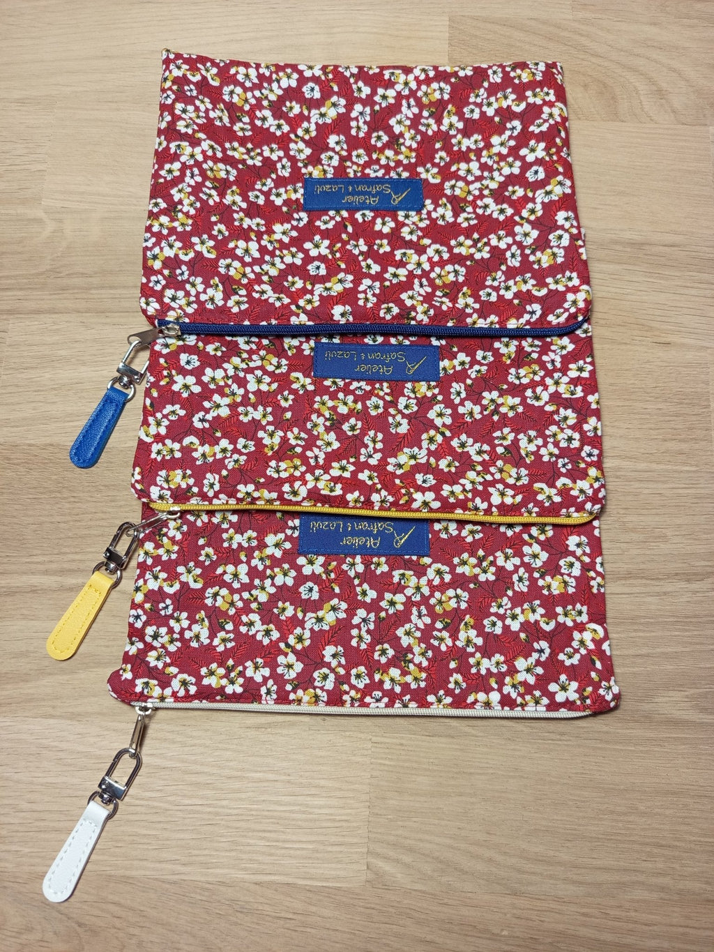 3 Grandes pochettes intuitives rouges - Atelier Safran & Lazuli