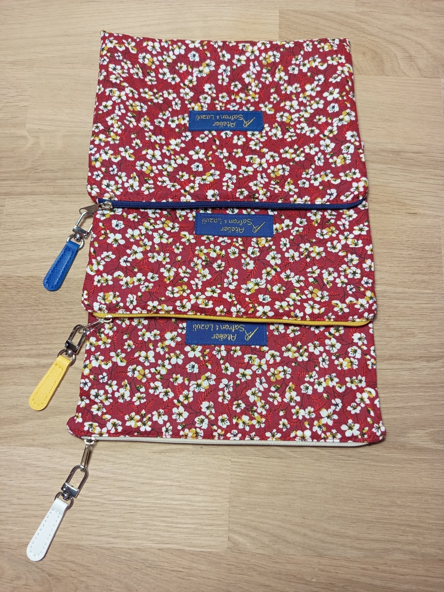 3 Grandes pochettes intuitives rouges - Atelier Safran & Lazuli