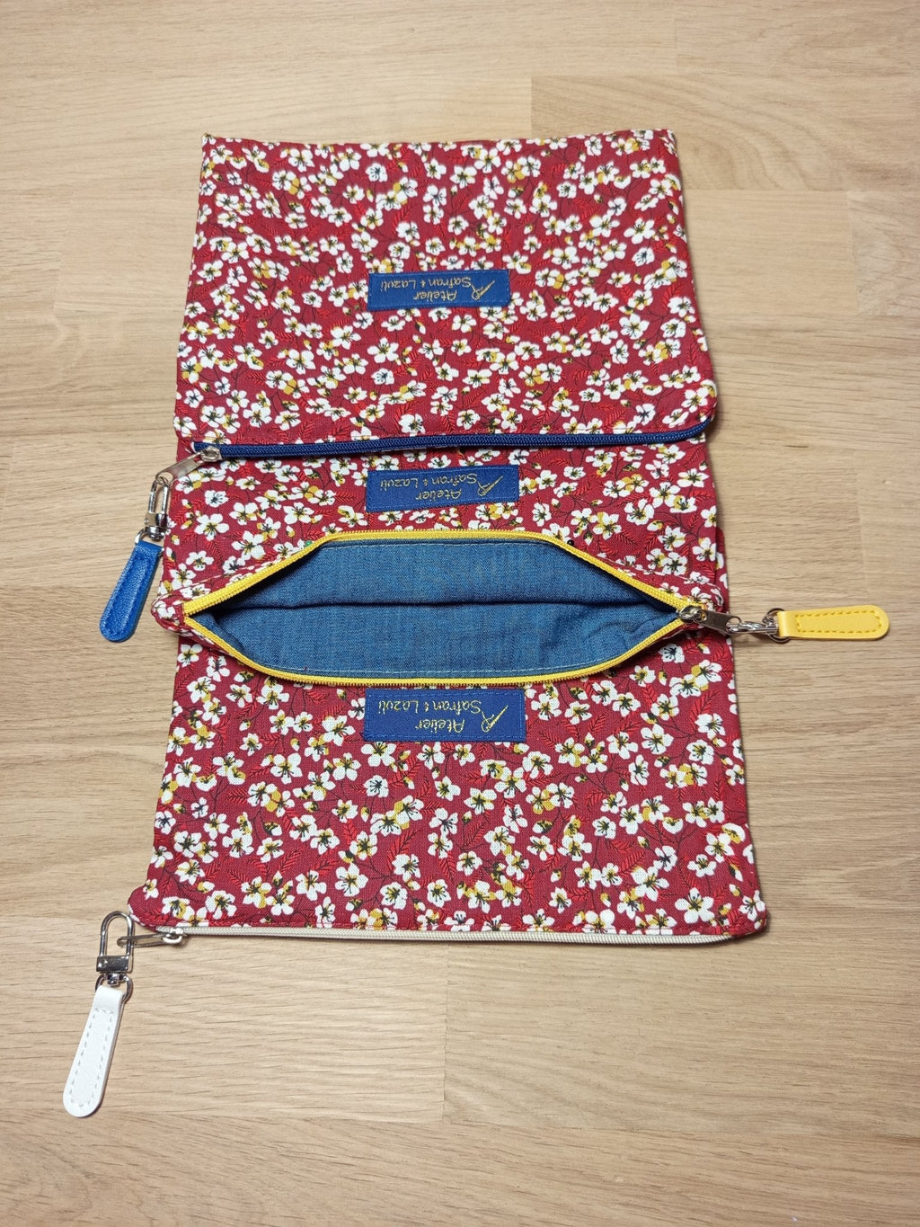 3 Grandes pochettes intuitives rouges - Atelier Safran & Lazuli