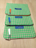 3 Grandes pochettes intuitives vichy vert prairie - Atelier Safran & Lazuli