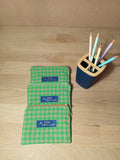 3 Petites pochettes intuitives vichy vert prairie - Atelier Safran & Lazuli
