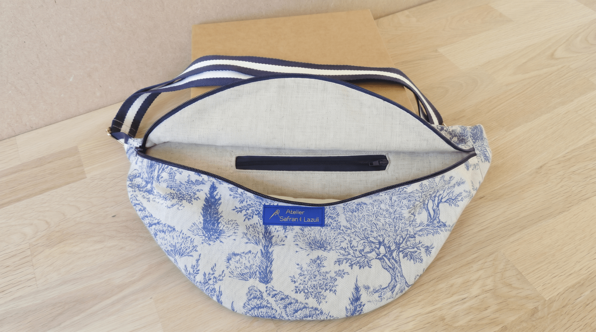 Sac banane toile de Jouy - Atelier Safran & Lazuli
