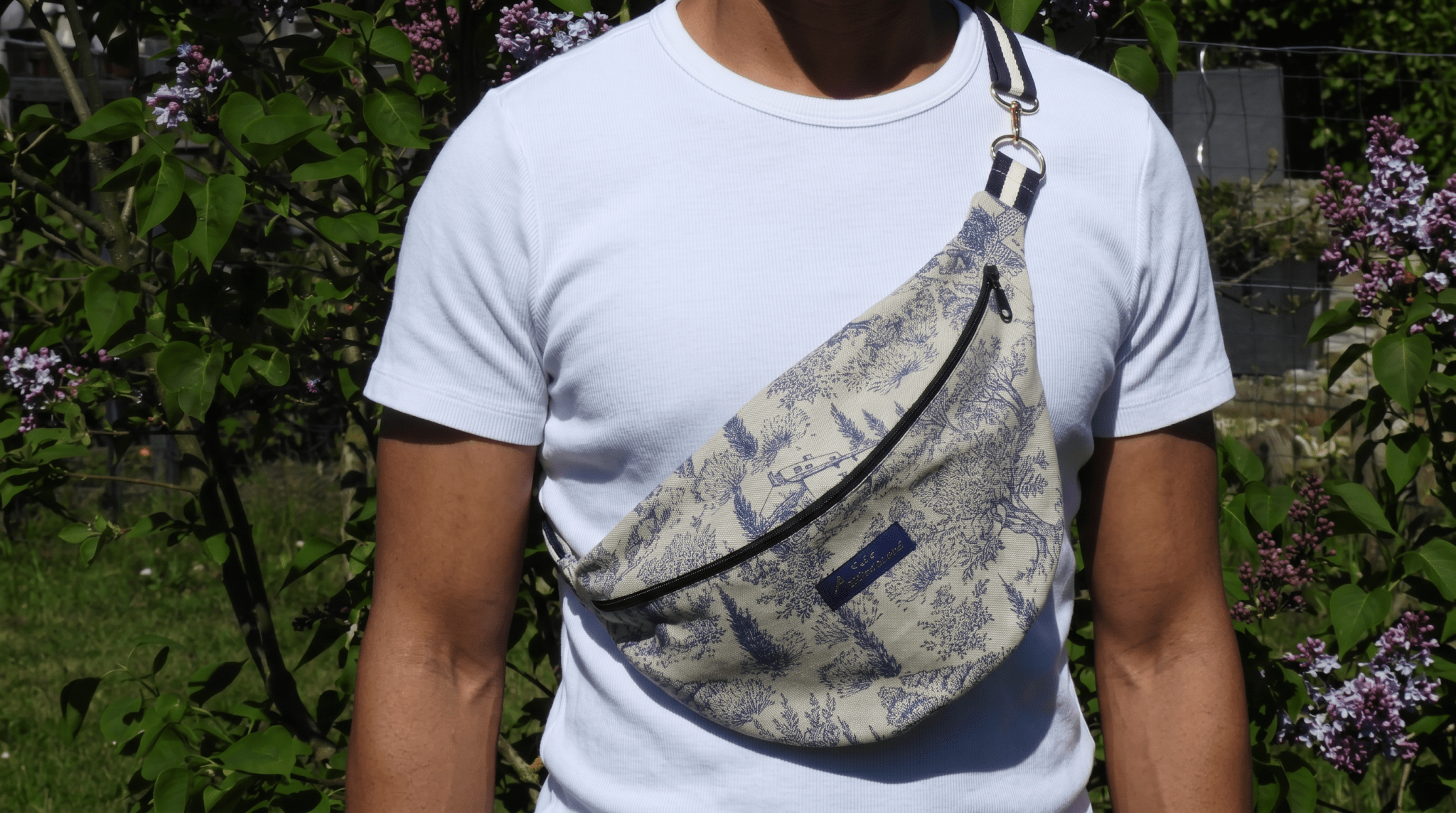 Sac banane toile de Jouy - Atelier Safran & Lazuli
