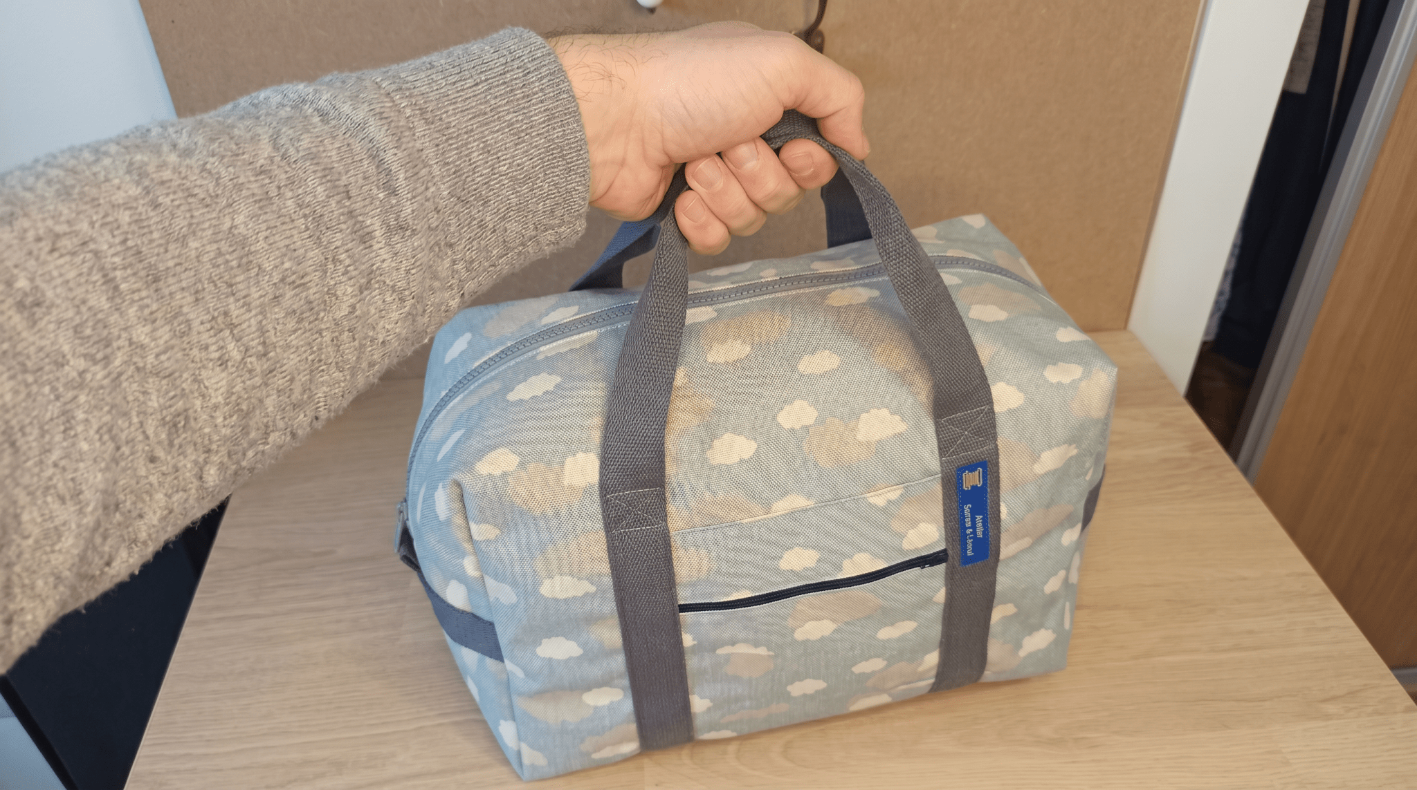 Sac format cabine nuages - Atelier Safran & Lazuli